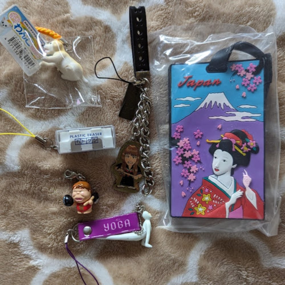 Assorted cell phone charms & luggage tag